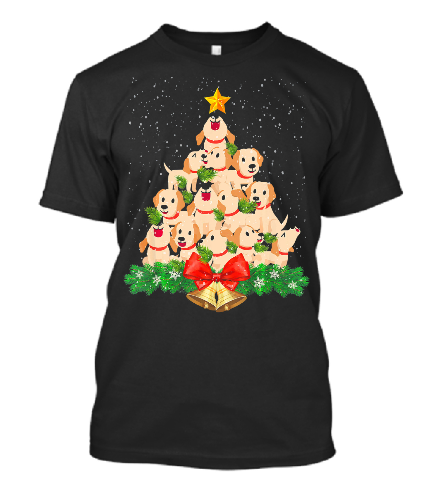 Labrador Retriever Dog Christmas Tree With Bells And Star T-Shirt