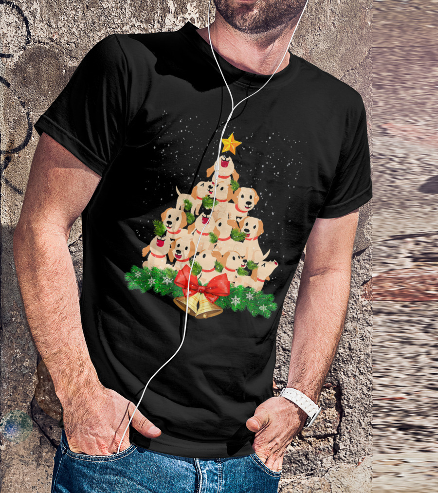 Labrador Retriever Dog Christmas Tree With Bells And Star T-Shirt