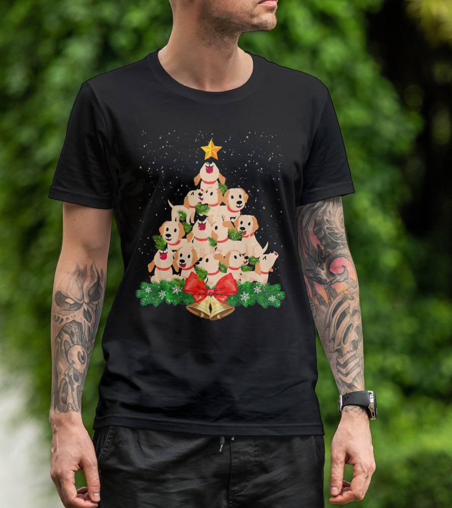 Labrador Retriever Dog Christmas Tree With Bells And Star T-Shirt