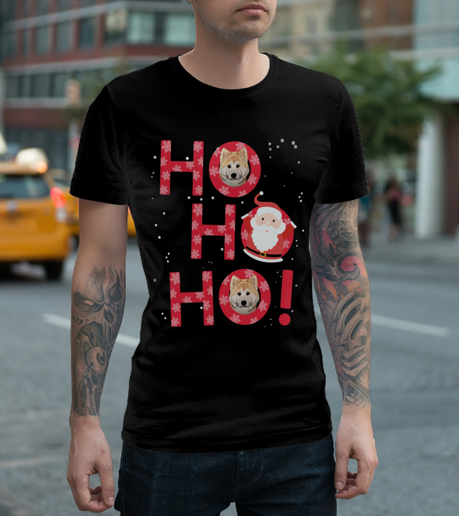 Ho Ho Ho Akita Dog Santa Christmas Laugh T-Shirt