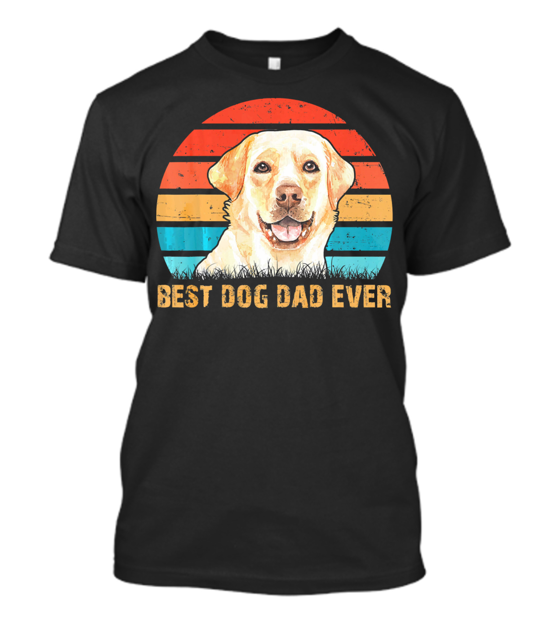 Best Dog Dad Ever Mens Quote With Labrador Retriever Retro Stripes T-Shirt