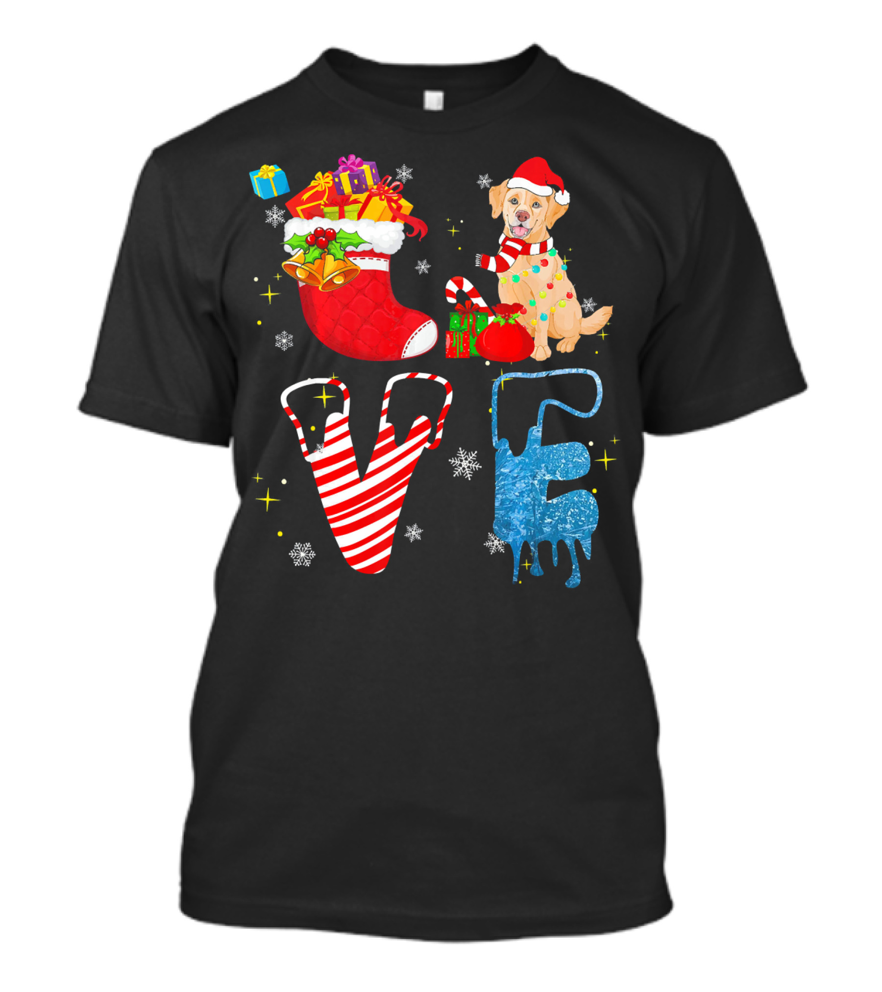 Labrador Retriever Love Christmas Stocking Gifts Merry T-Shirt