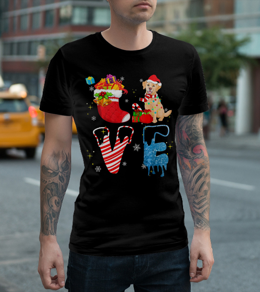 Labrador Retriever Love Christmas Stocking Gifts Merry T-Shirt