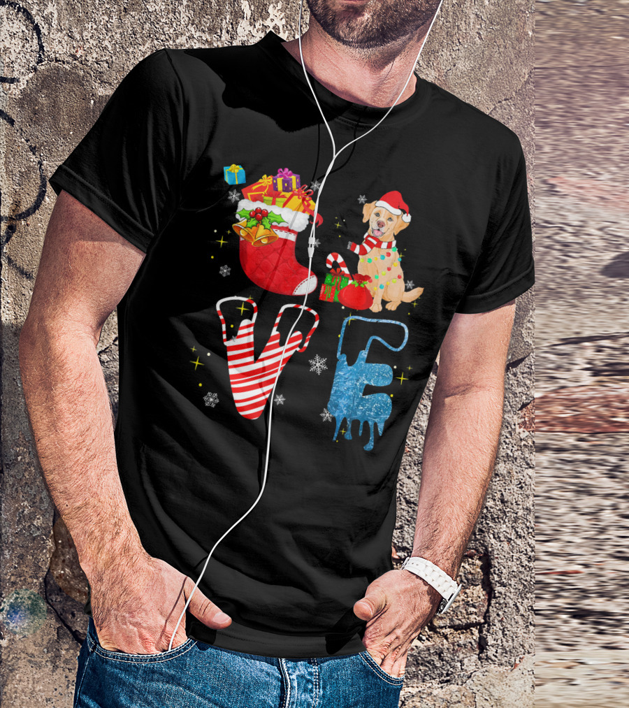 Labrador Retriever Love Christmas Stocking Gifts Merry T-Shirt