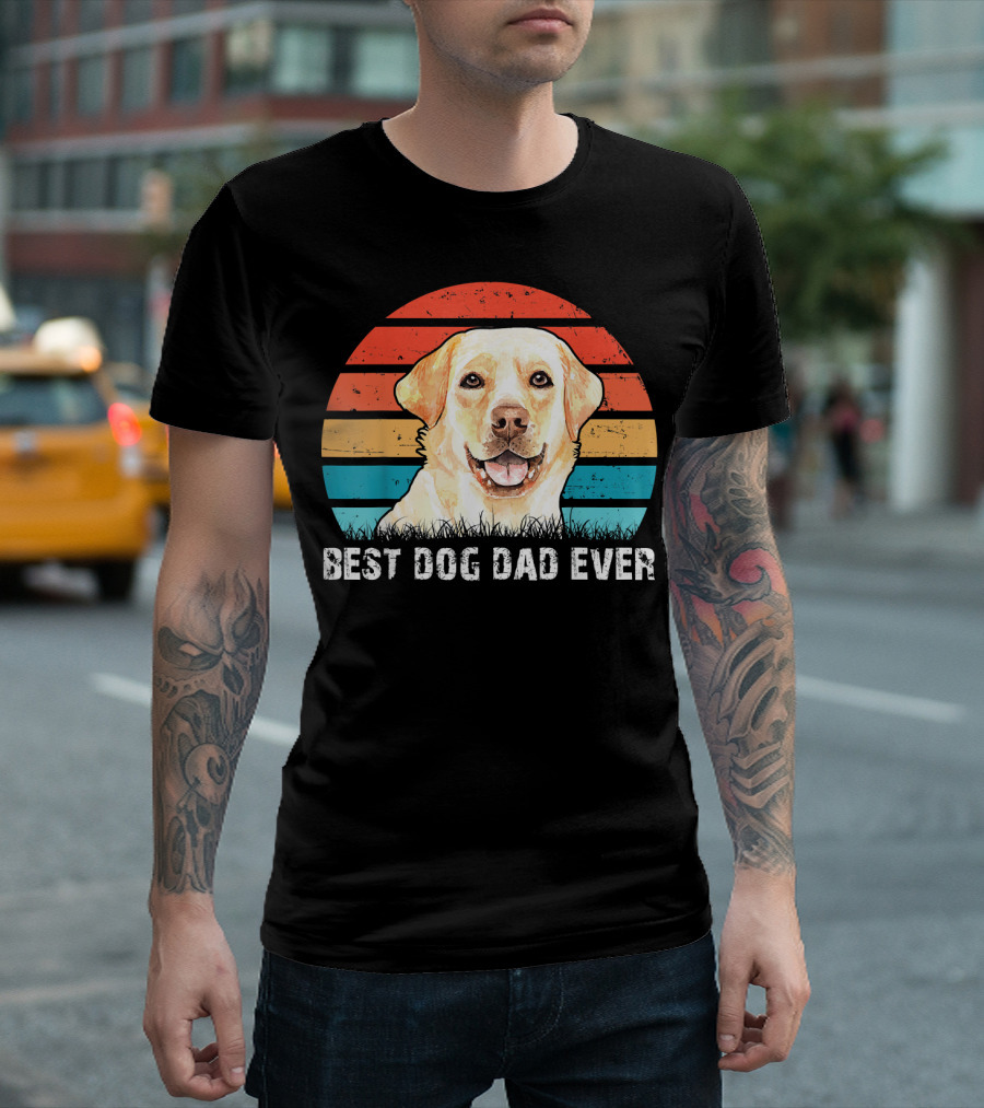 Best Dog Dad Ever Retro Style Labrador Retriever Vintage T-Shirt