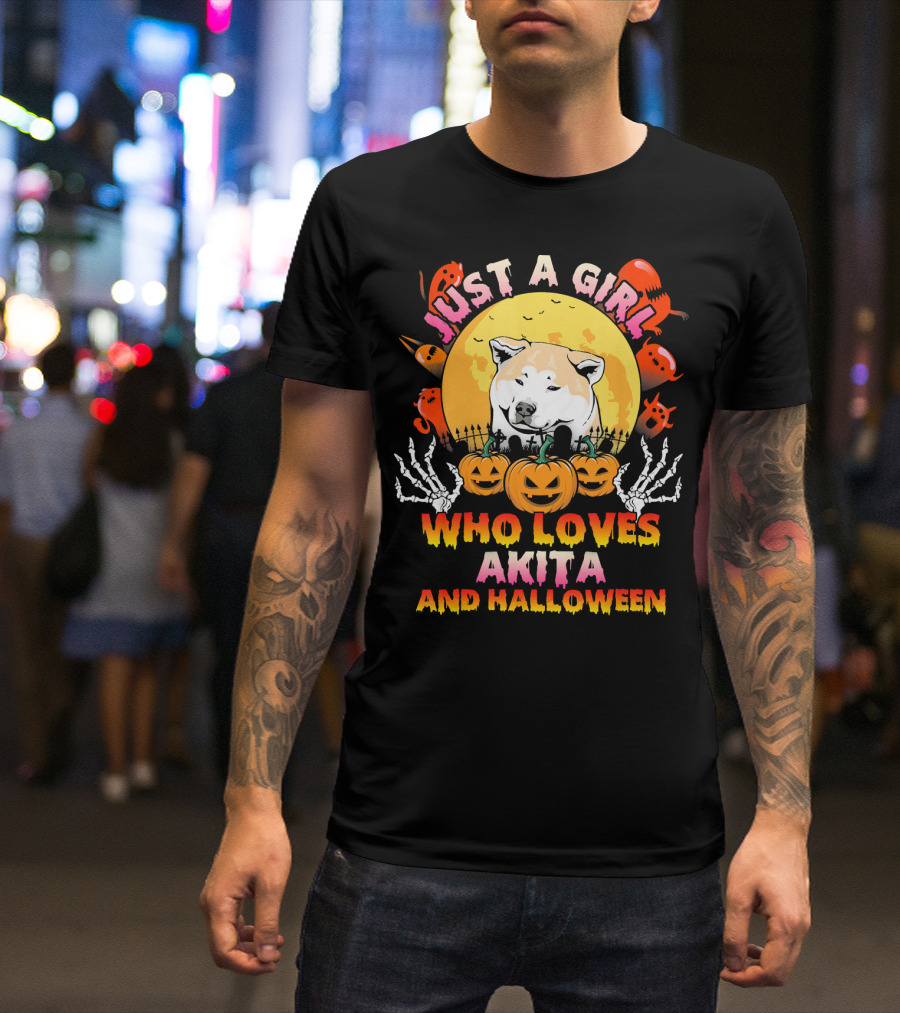 JUST A GIRL WHO LOVES AKITA AND HALLOWEEN T-Shirt