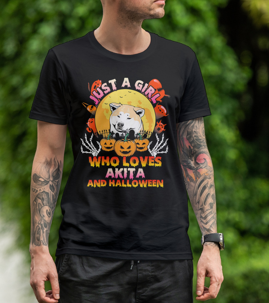 JUST A GIRL WHO LOVES AKITA AND HALLOWEEN T-Shirt