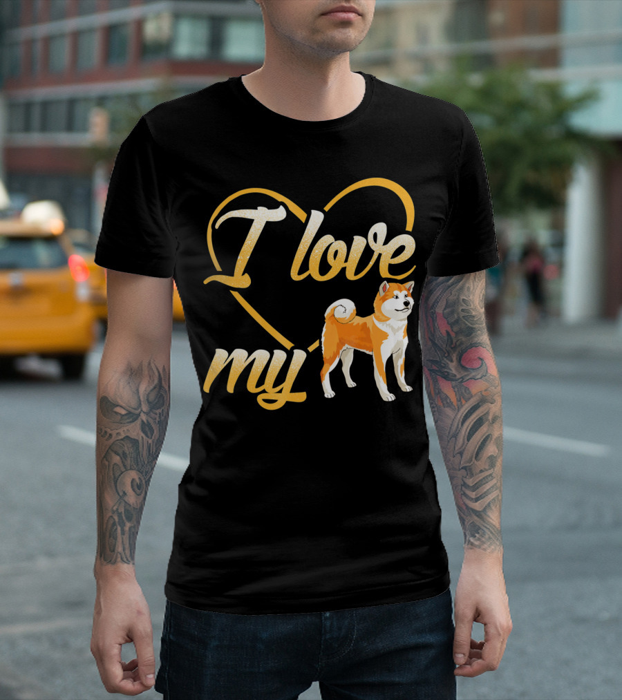 I Love My Akita Inu Dog Heart T-Shirt