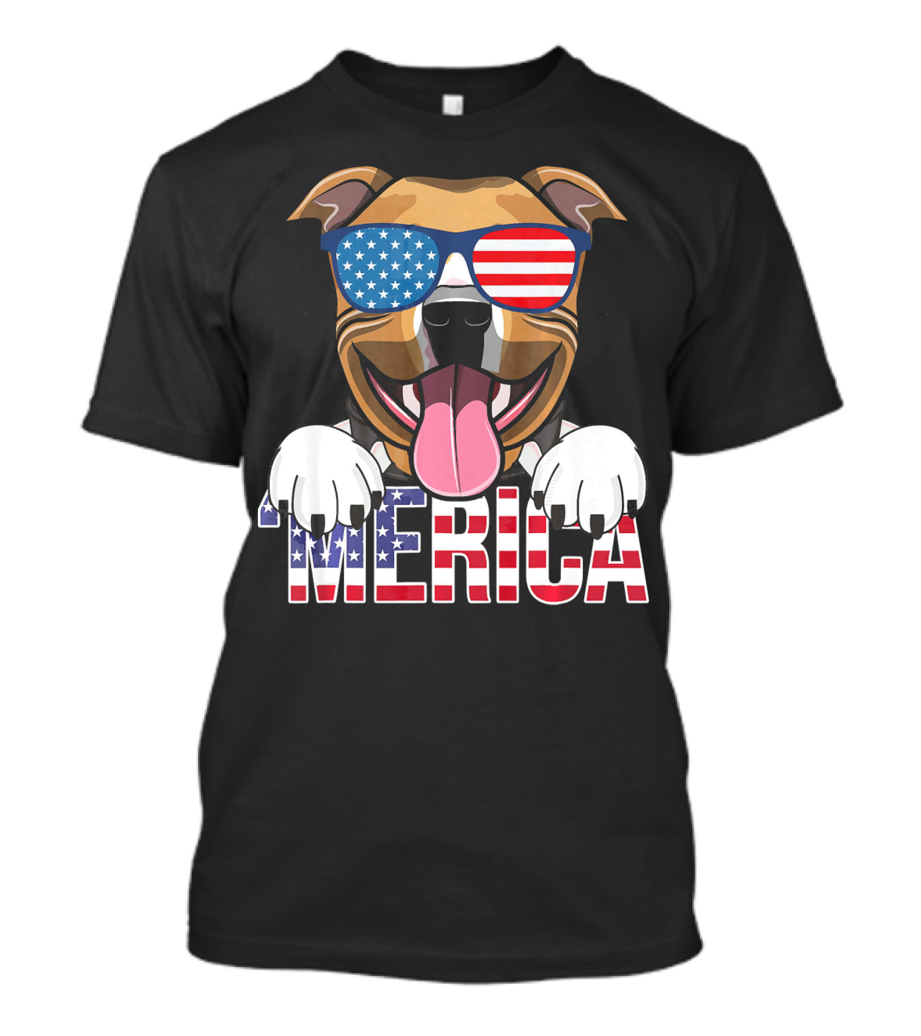 'Merica Pit Bull Sunglasses American Pitbull Patriotic USA Flag T-Shirt