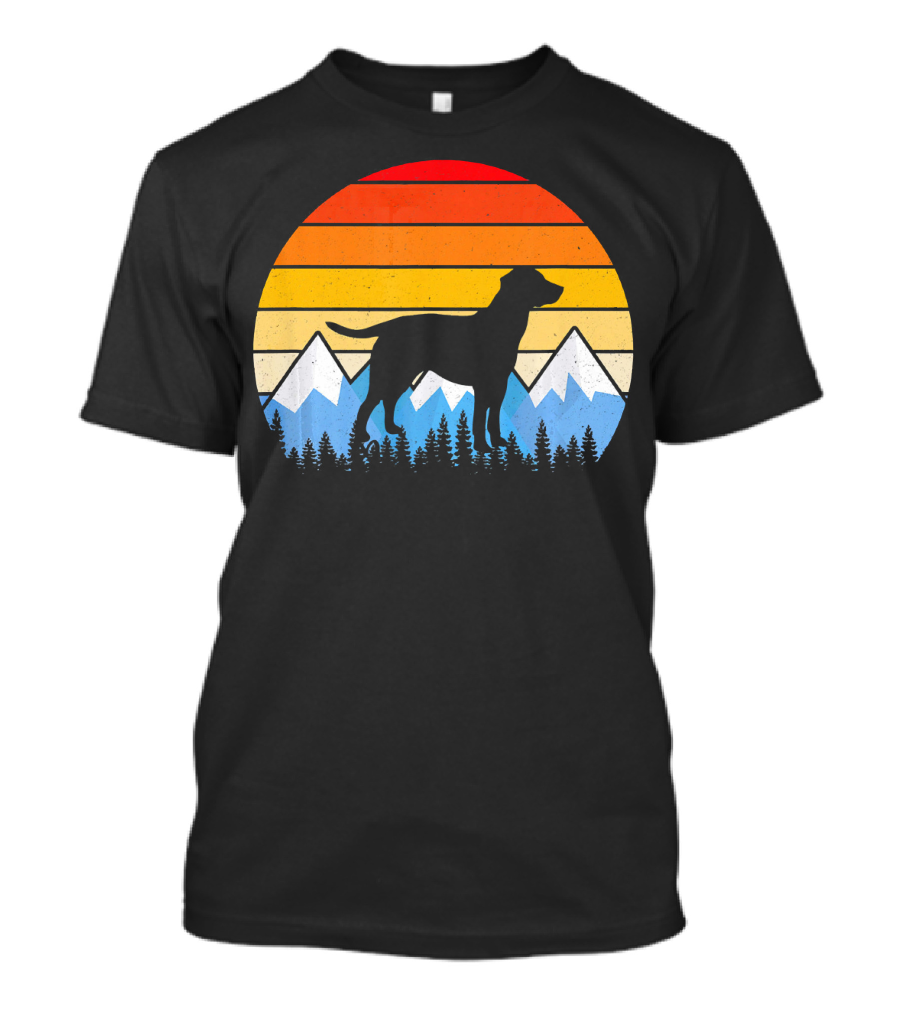 Vintage Retro Labrador Retriever Silhouette Mountain Sunset T-Shirt