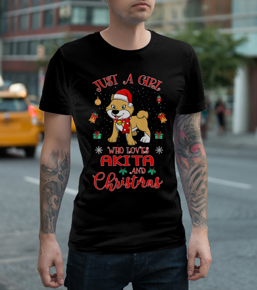 Just A Girl Who Loves Akita And Christmas T-Shirt
