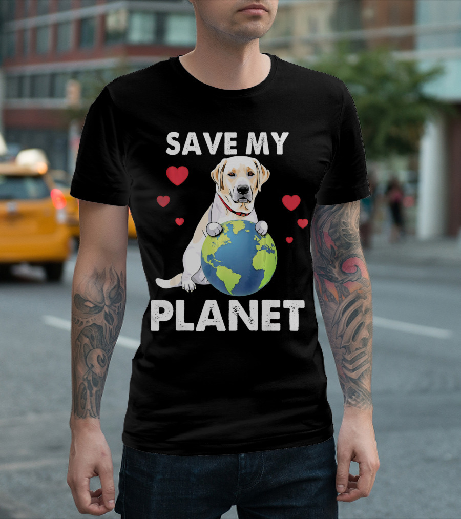 Save My Planet Heart Labrador Retriever Dog Love Earth T-Shirt