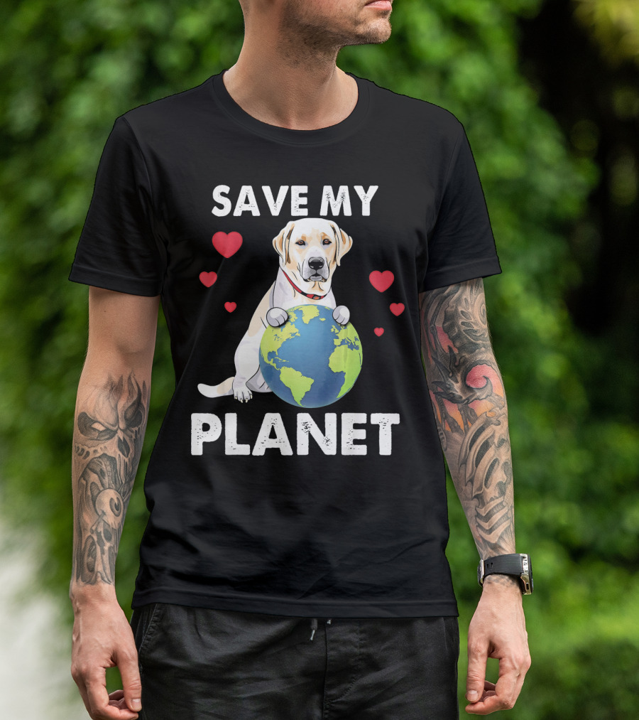 Save My Planet Heart Labrador Retriever Dog Love Earth T-Shirt