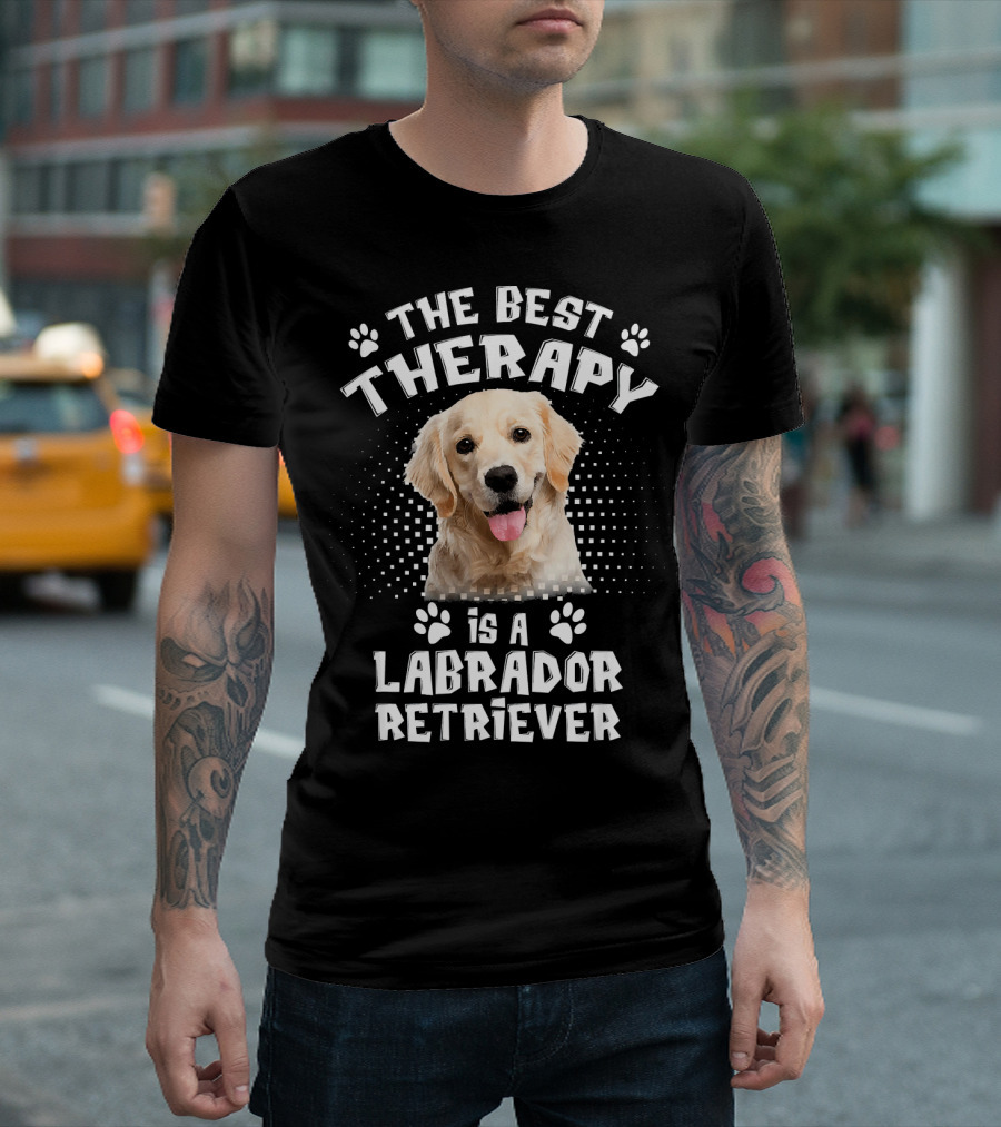The Best Therapy Is A Labrador Retriever With Adorable Dog And Paw Prints T-Shirt