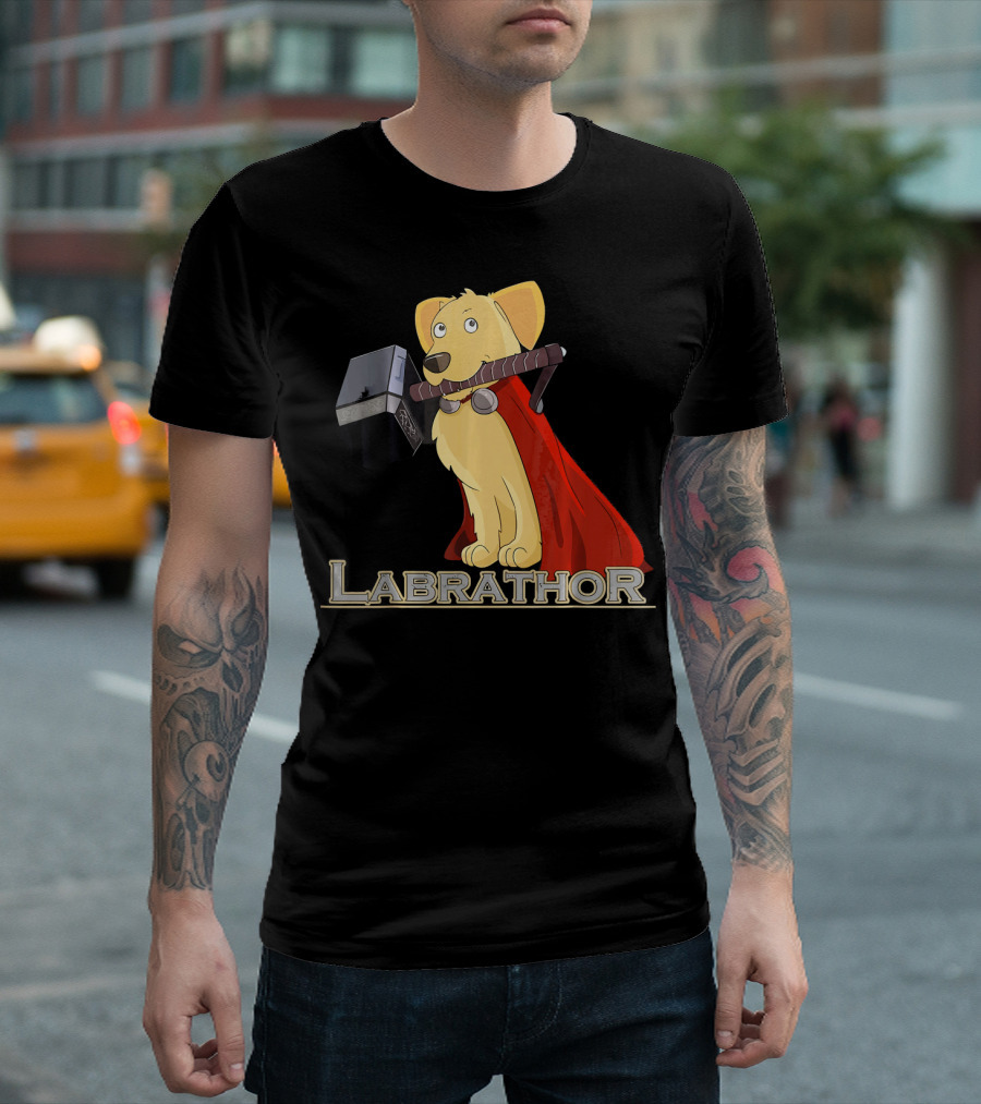 Labrathor Love My Yellow Lab Labrador Mjolnir Hammer Cape T-Shirt