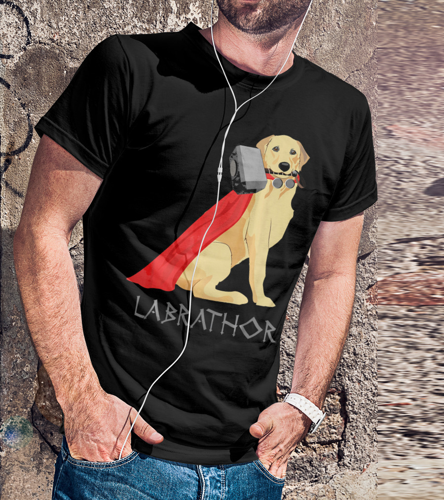 Labrathor Labrador Retriever Lab Dog Love Mjolnir Cape Hammer T-Shirt