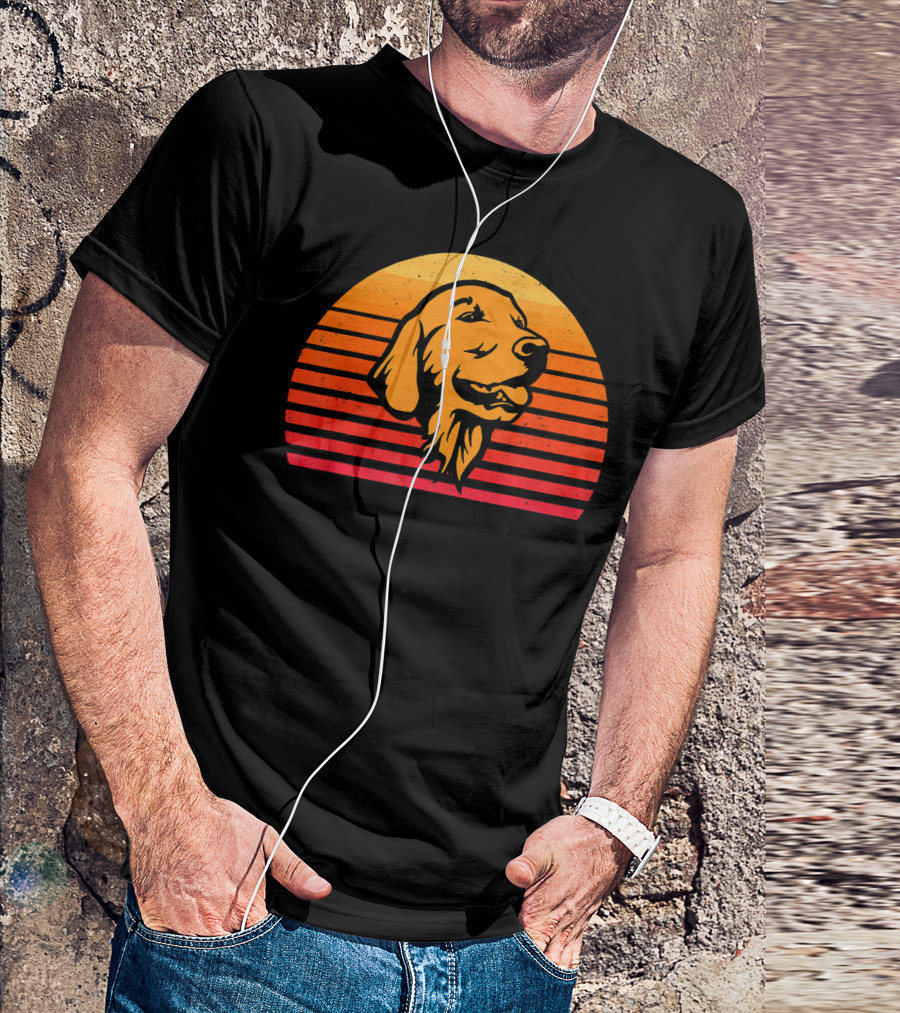 Vintage Golden Retriever Lover Retro Sunset Golden Retriever T-Shirt