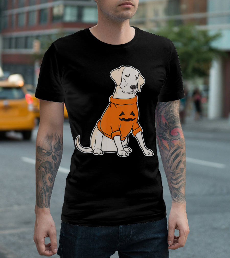 Trick or Treating Labrador Retriever in Pumpkin Halloween T-Shirt