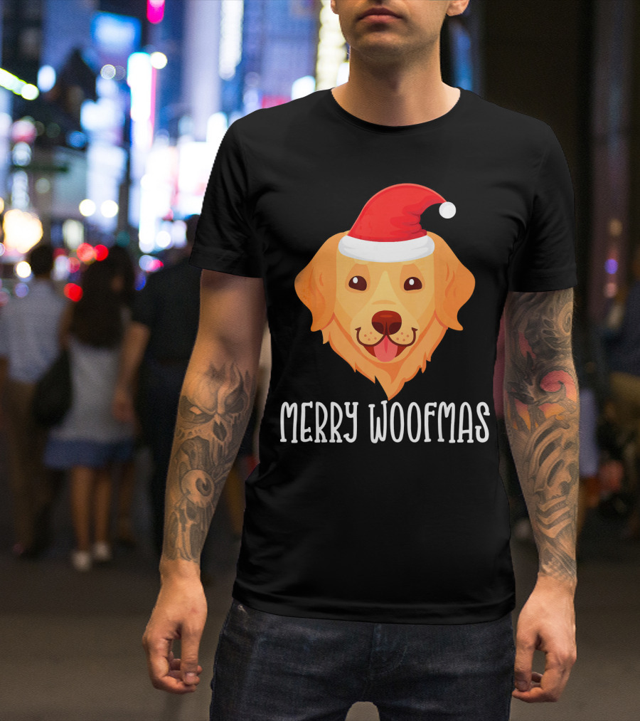 Merry Woofmas Santa Hat Golden Retriever T-Shirt