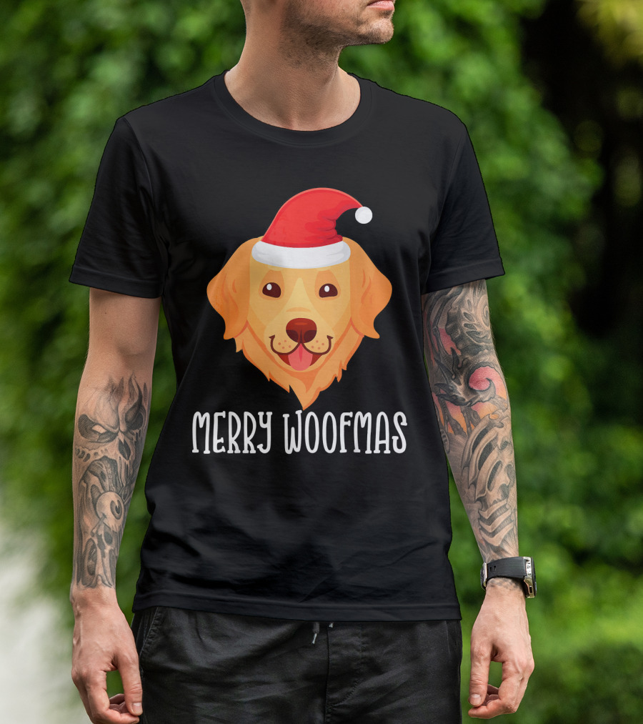 Merry Woofmas Santa Hat Golden Retriever T-Shirt