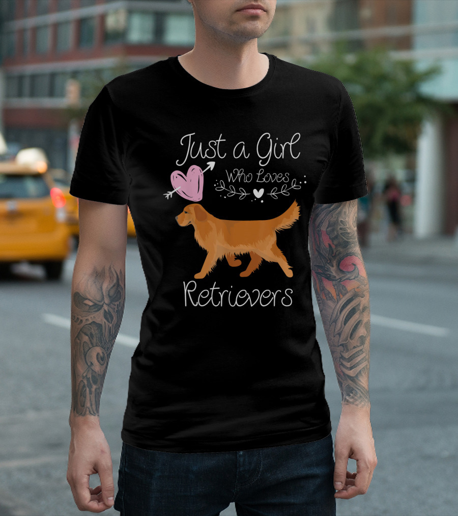 Just A Girl Who Loves Retrievers Golden Retriever Heart Arrow T-Shirt