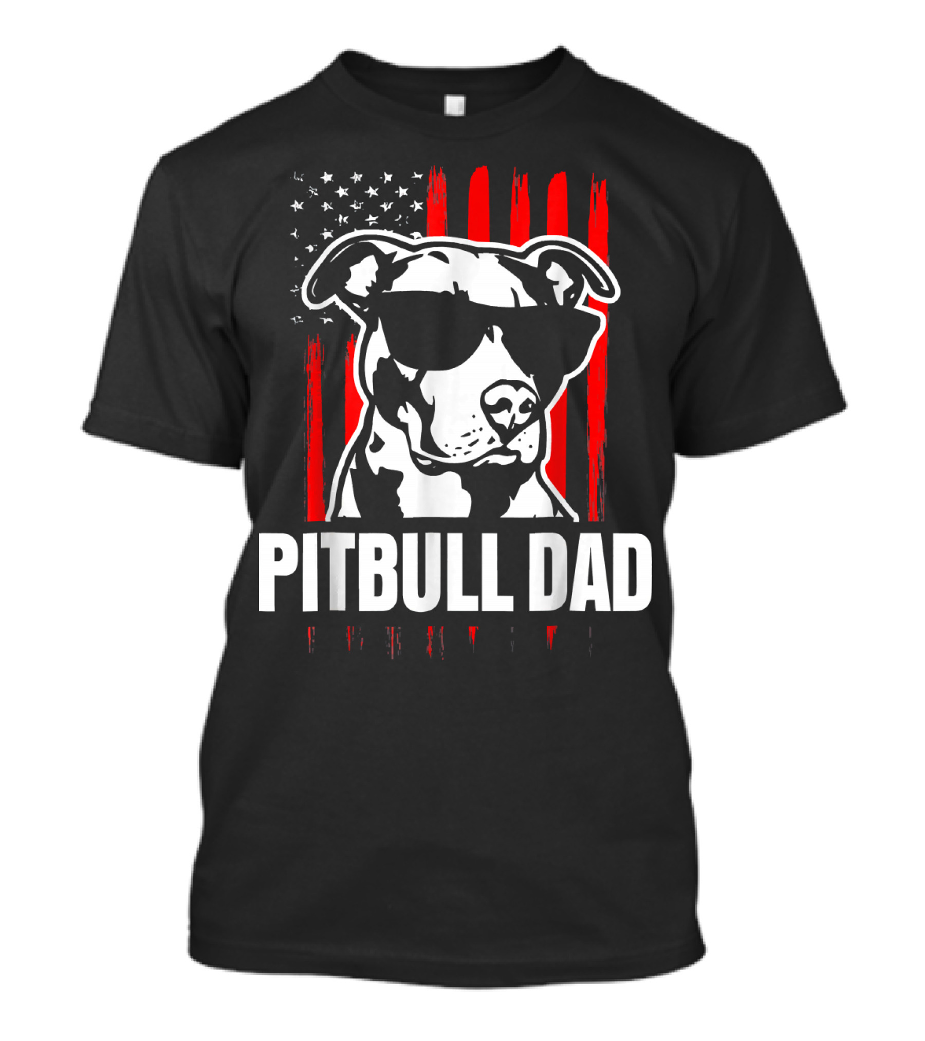 Pitbull Dad American Flag Sunglasses Mens Amer T-Shirt