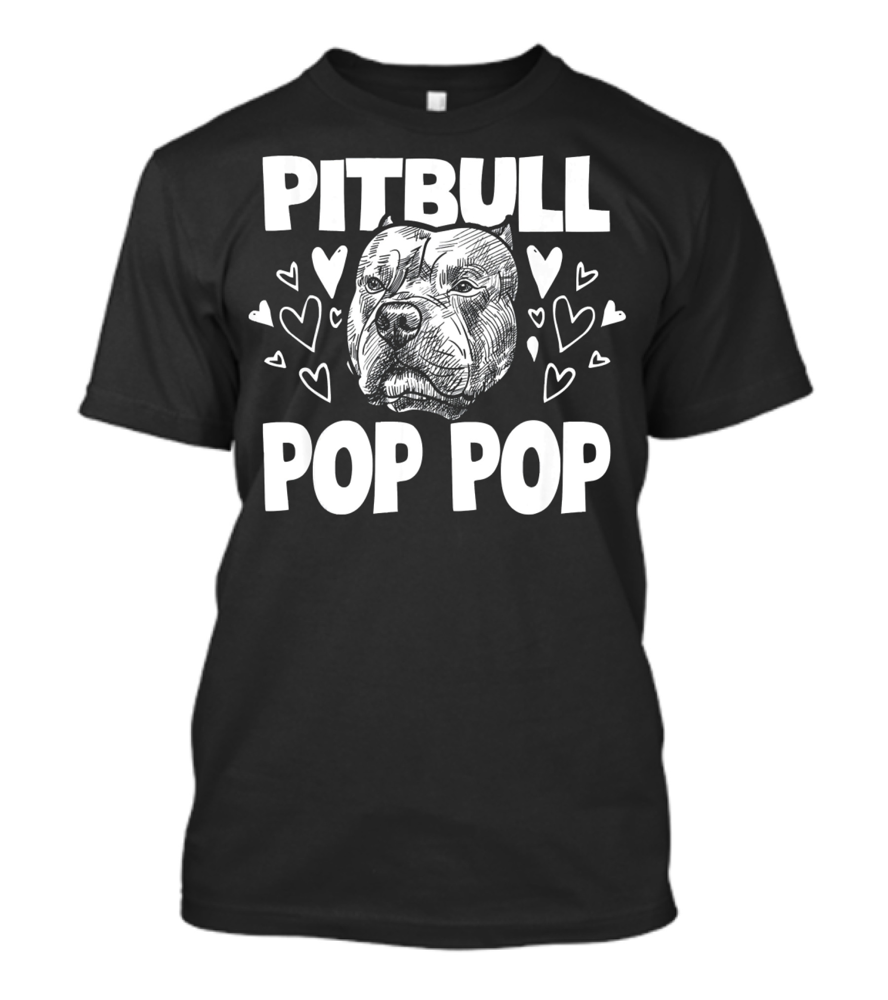 Pitbull Pop Pop Hearts Matching Family Dog T-Shirt