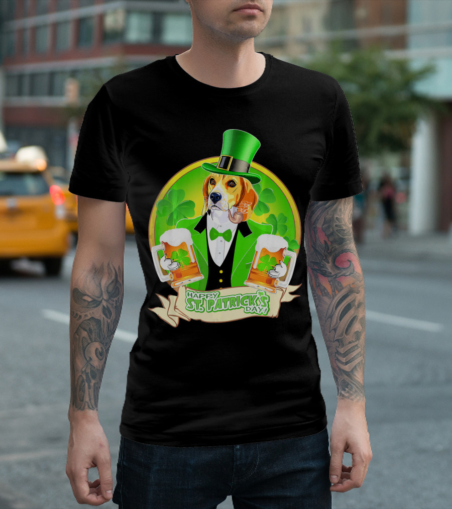 Beagle Happy St. Patrick's Day Celebration with Shamrock Ale T-Shirt