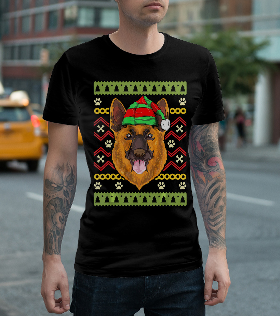 Christmas German Shepherd Funny Ugly T-Shirt