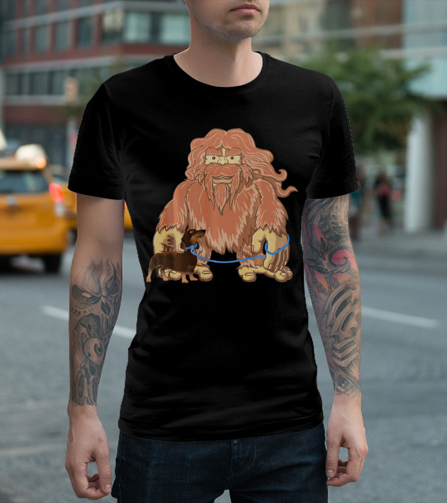 Bigfoot Sasquatch Walking Cute Wiener Dog T-Shirt
