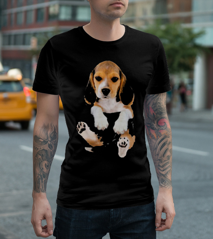 Beagle Puppy in a Pocket Design with Paws T-Shirt