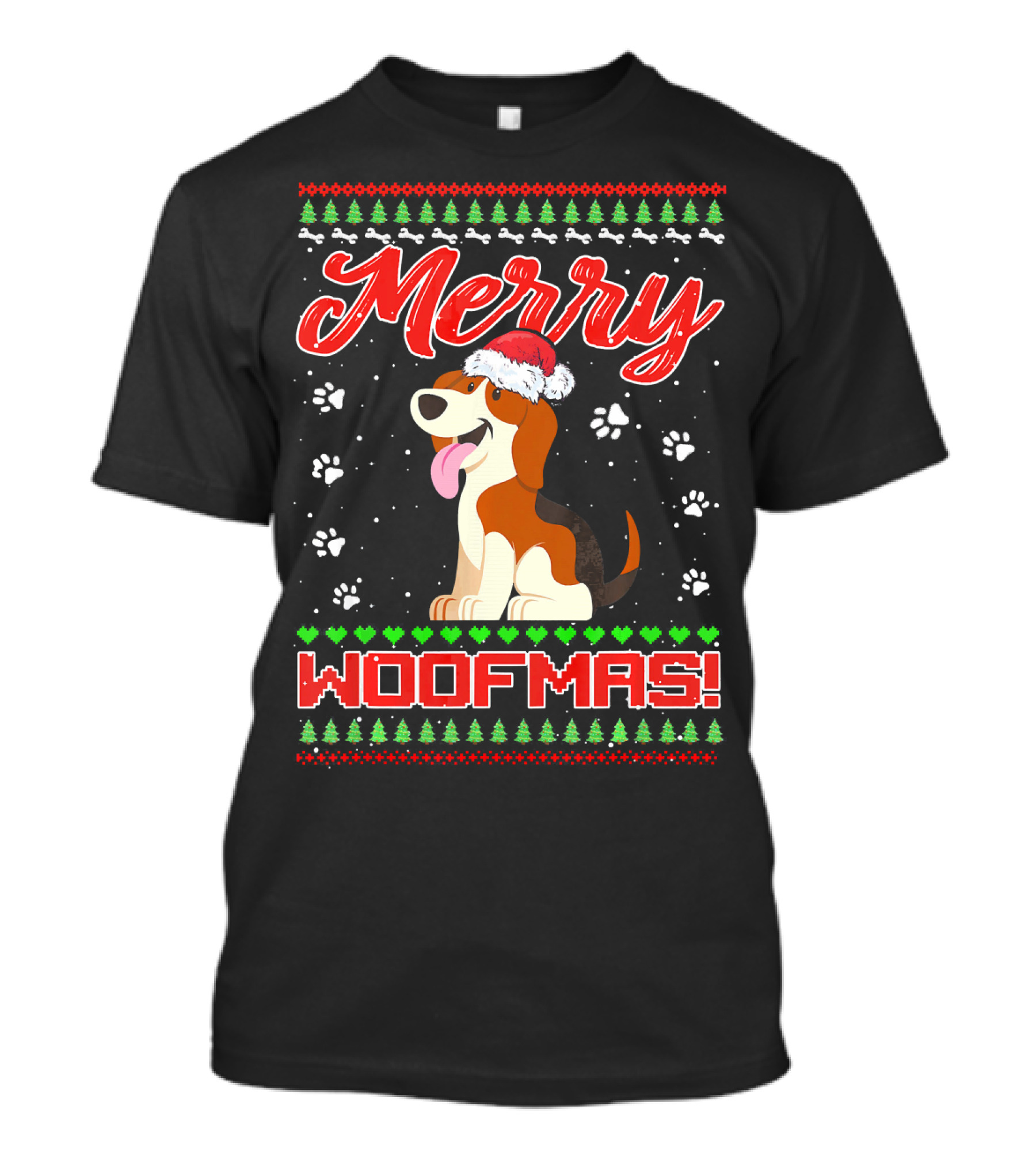 Beagle Merry Woofmas Dog Lover Christmas Sweater Ugly T-Shirt