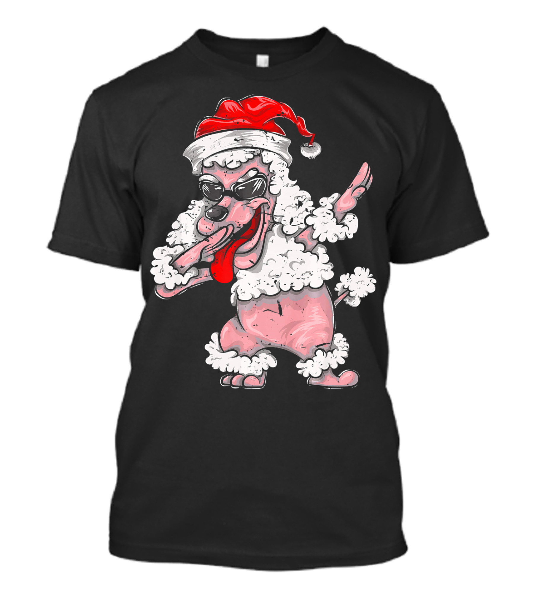 Santa Claus Poodle With Sunglasses Doing Dab Dance T-Shirt