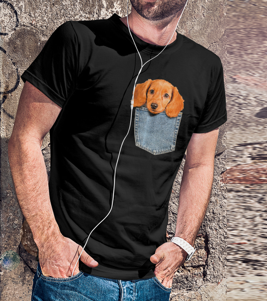 Beagle In My Pocket Cute Puppy Dac Adorable Puppy Denim Pocket T-Shirt
