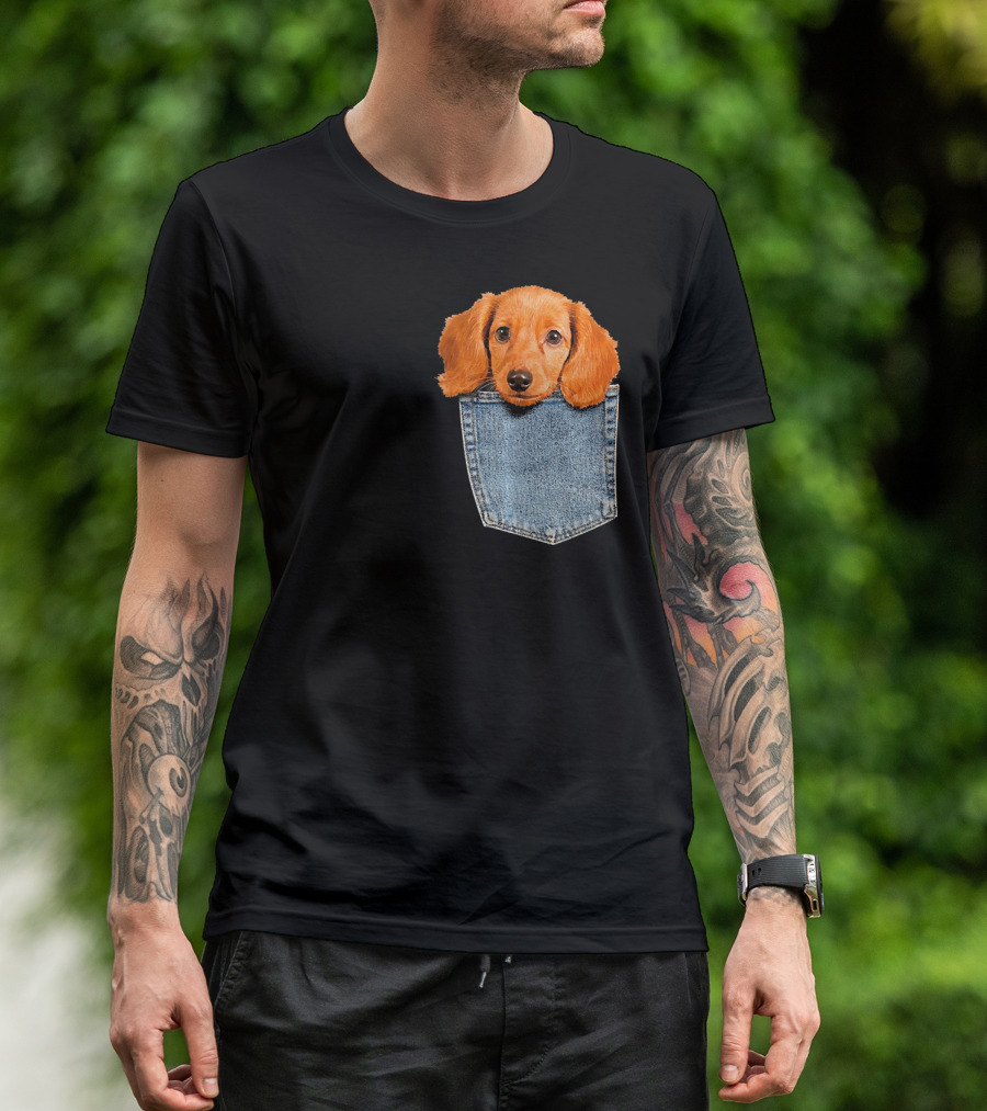 Beagle In My Pocket Cute Puppy Dac Adorable Puppy Denim Pocket T-Shirt