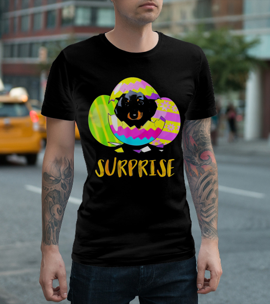 Surprise Cute Dachshund Bunny In Easter Egg T-Shirt