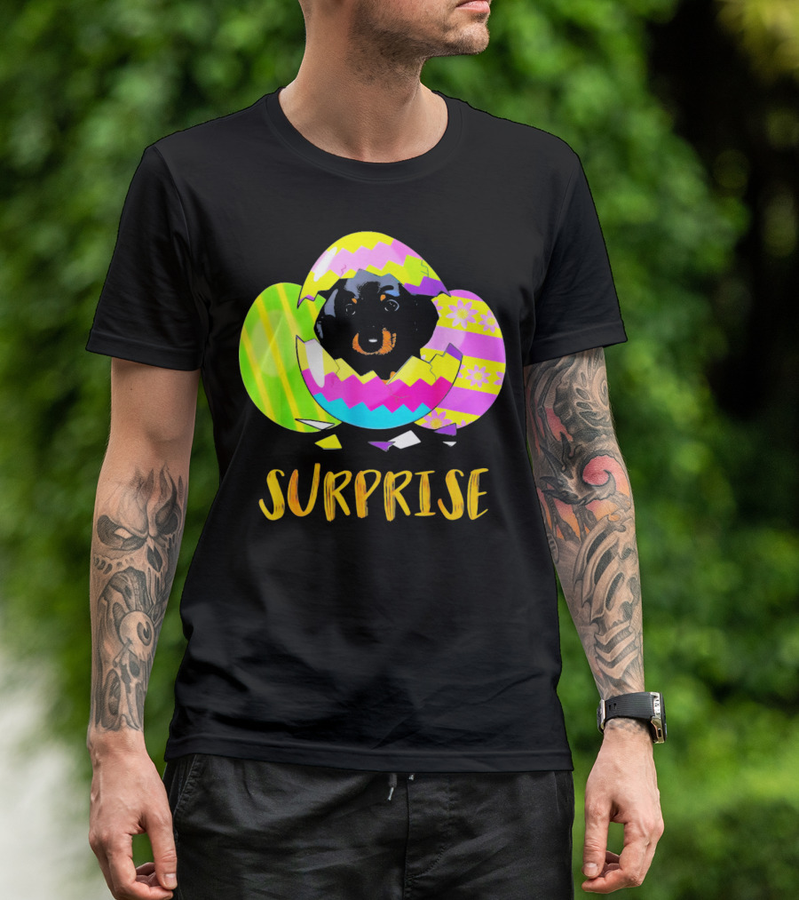 Surprise Cute Dachshund Bunny In Easter Egg T-Shirt