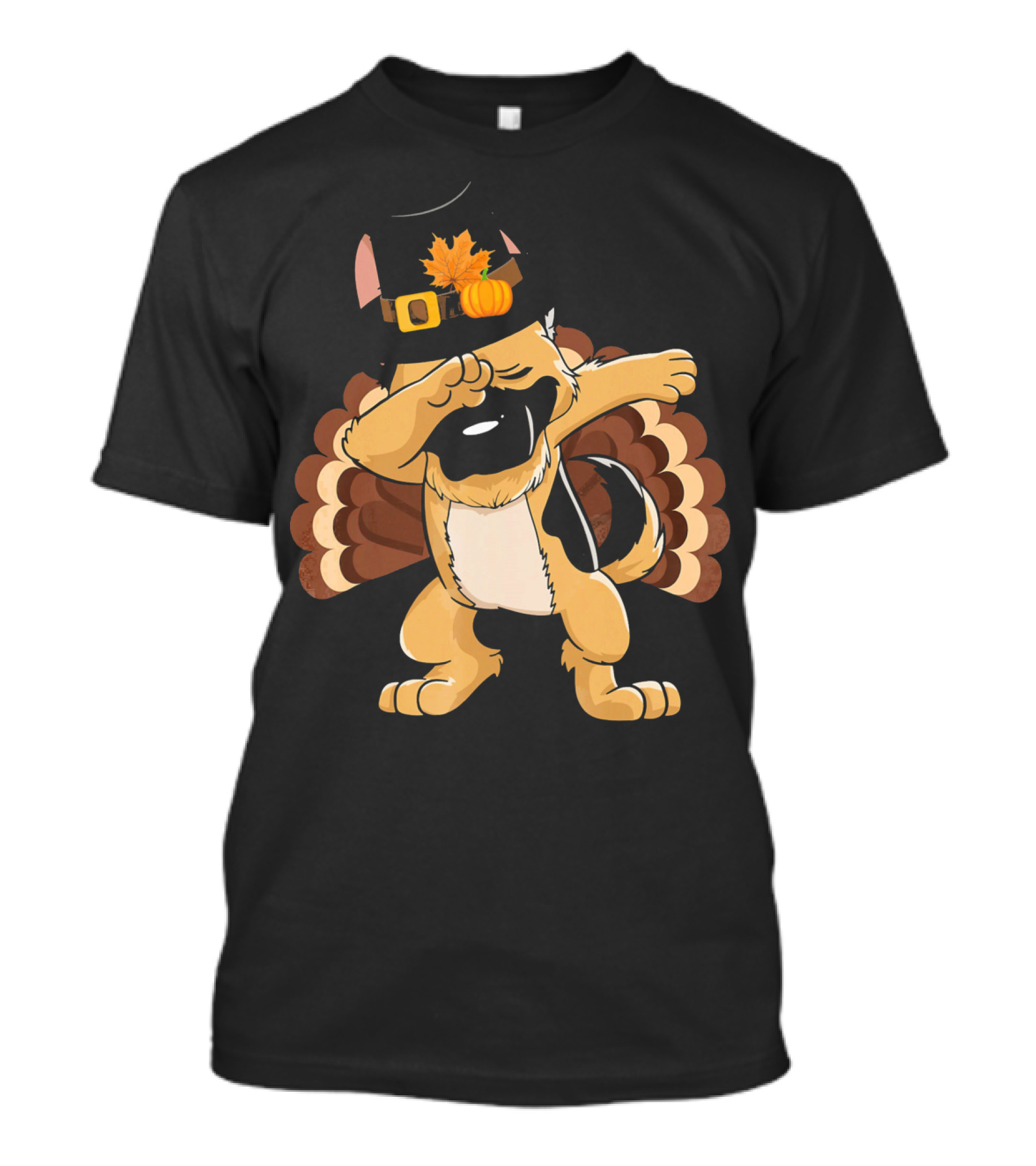 Dabbing German Shepherd In Pilgrim Hat With Turkey Feathers T-Shirt