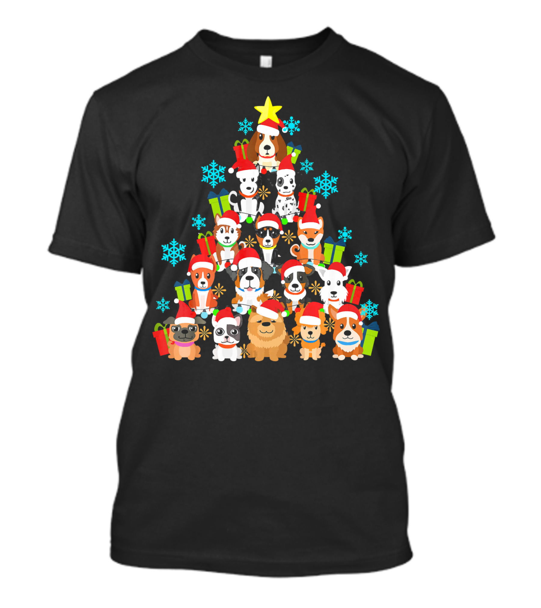 Christmas Tree Dog Lover Santa Corgi Bulldog Gifts T-Shirt