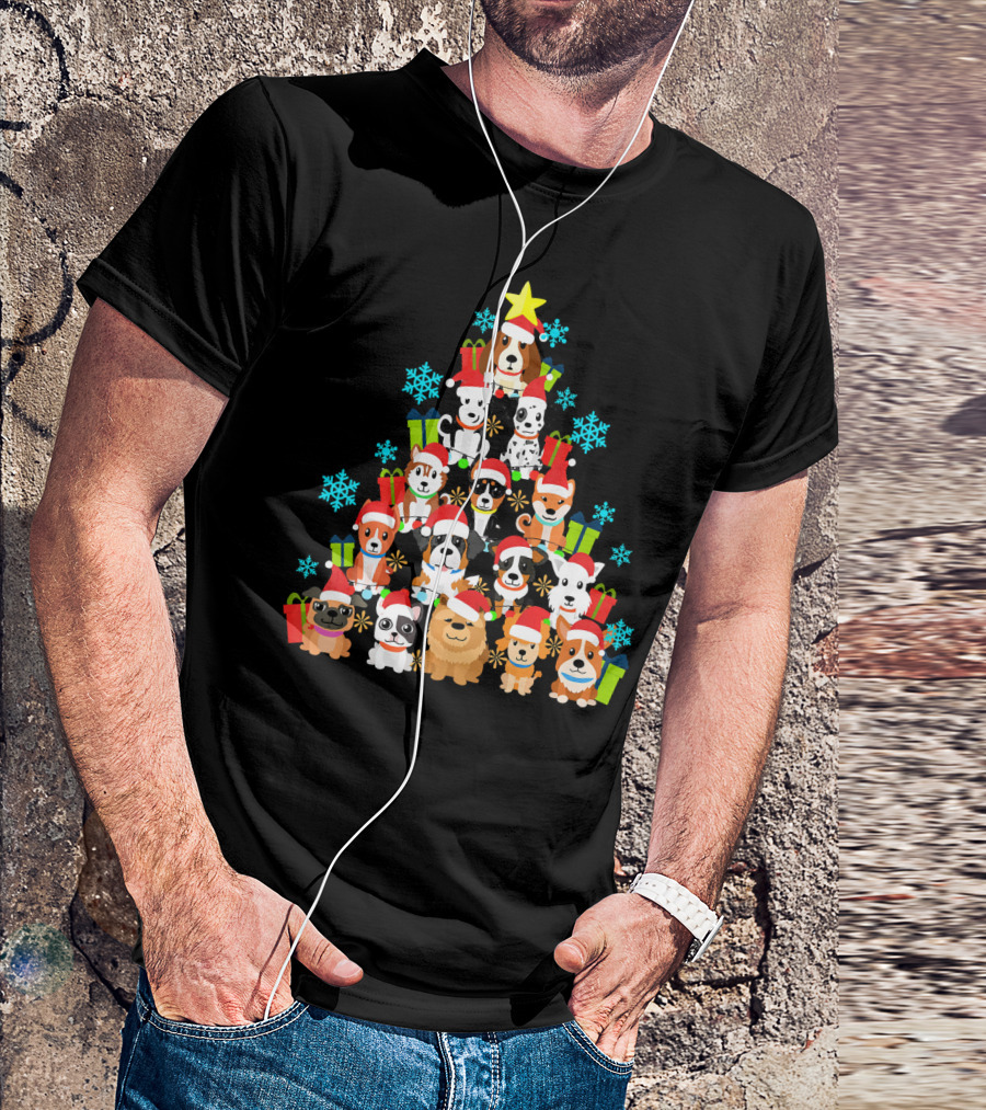 Christmas Tree Dog Lover Santa Corgi Bulldog Gifts T-Shirt