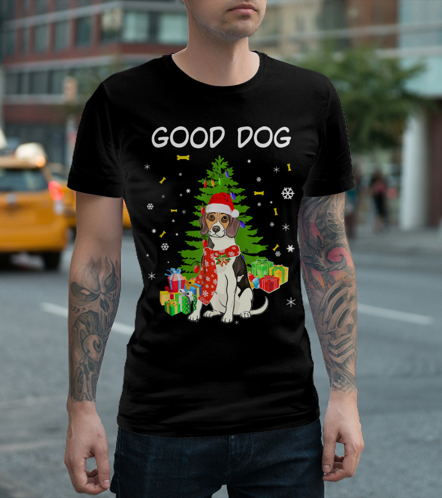 Good Dog Beagle Santa Christmas Funny Dog T-Shirt