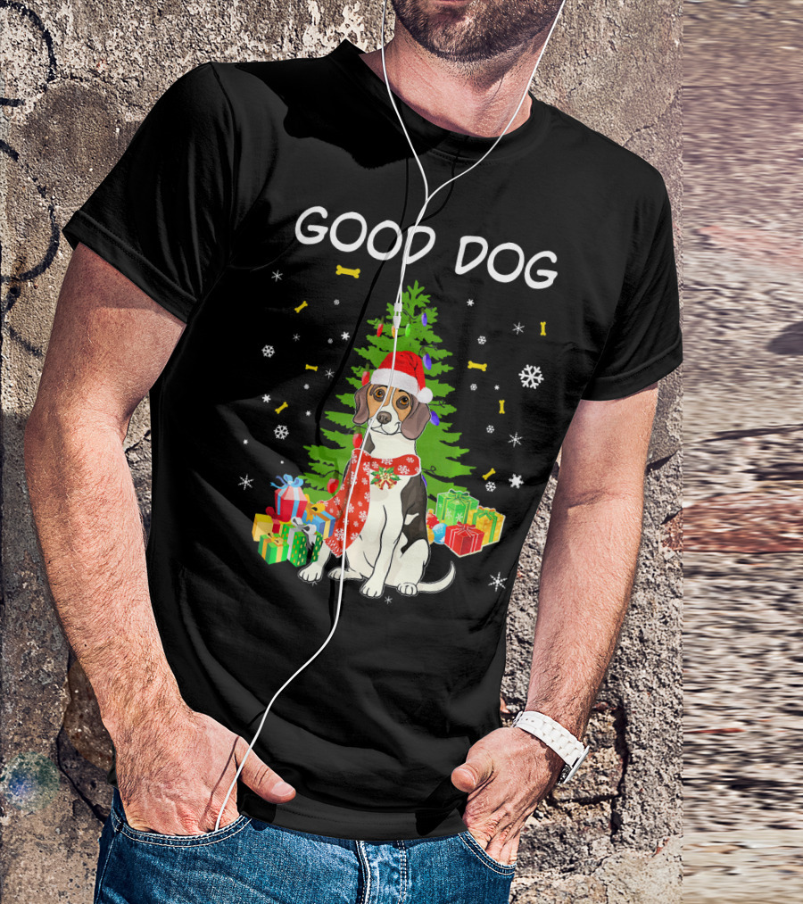 Good Dog Beagle Santa Christmas Funny Dog T-Shirt