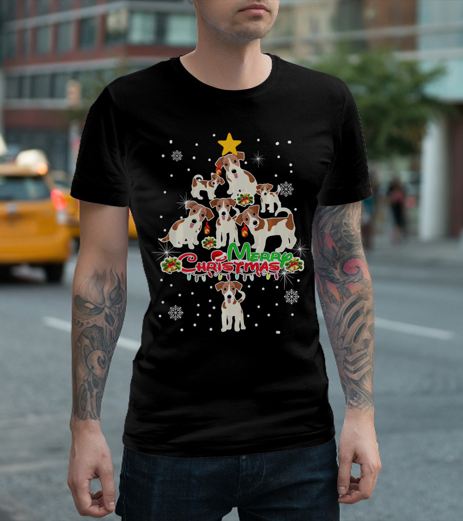 Merry Christmas Beagle Tree With Snowflakes And Star T-Shirt