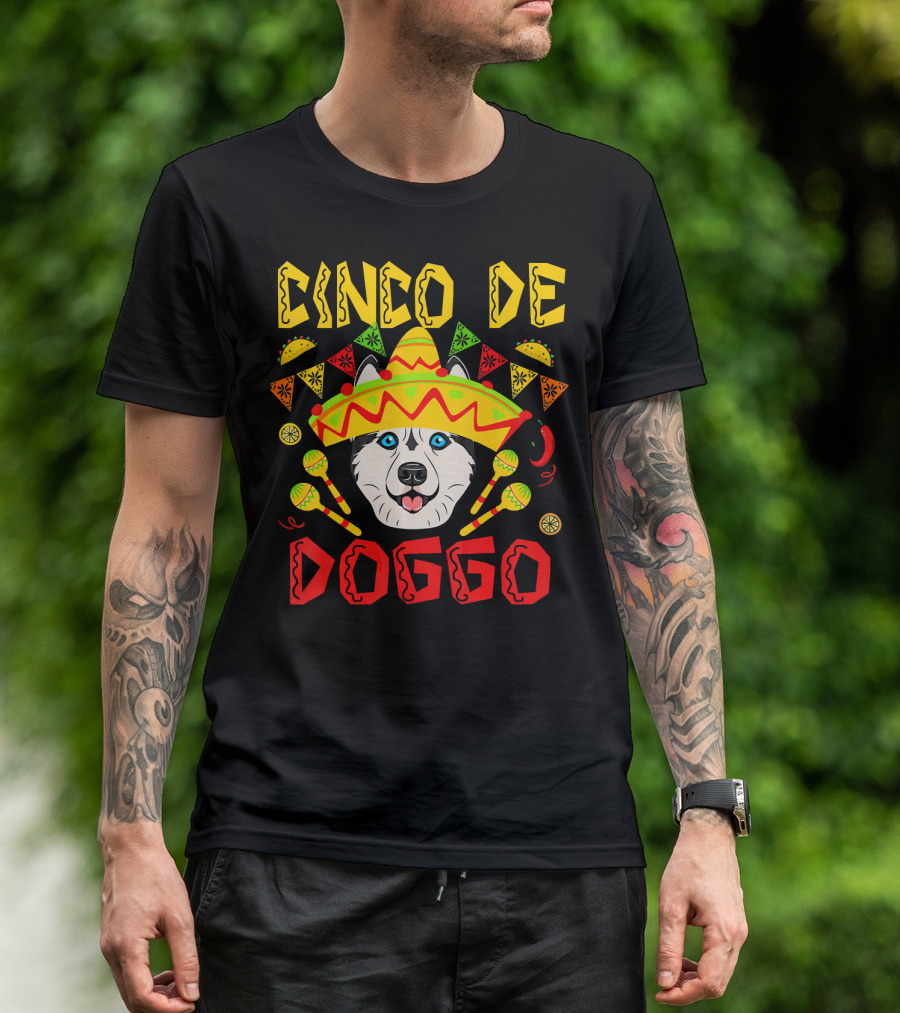 Cinco De Doggo Husky Sombrero Fiesta T-Shirt