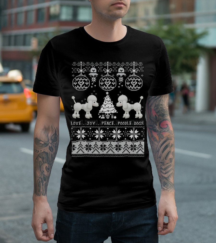 Love Joy Peace Poodle Dogs Christmas T-Shirt