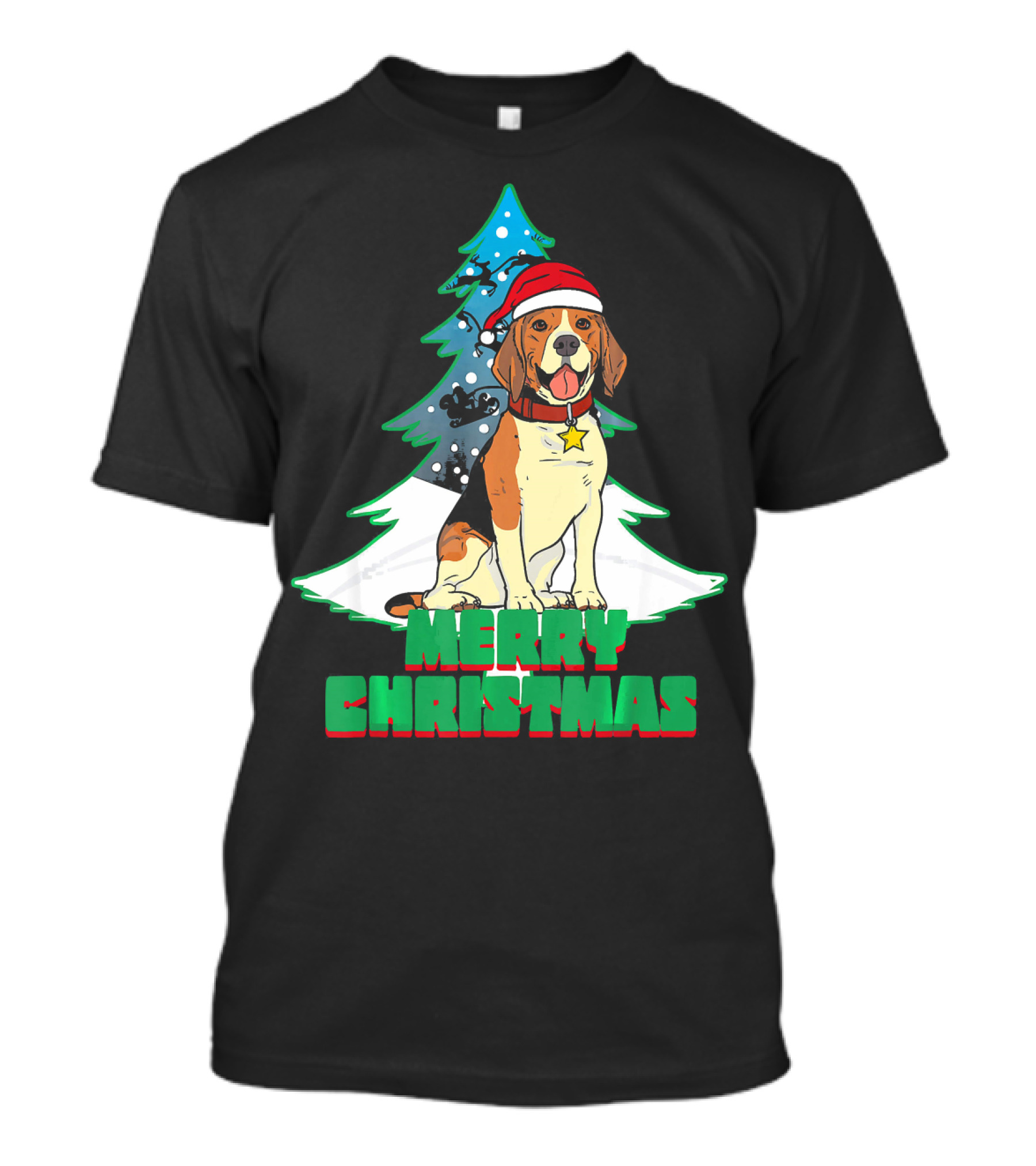 Merry Christmas Beagle Dog Santa Hat T-Shirt