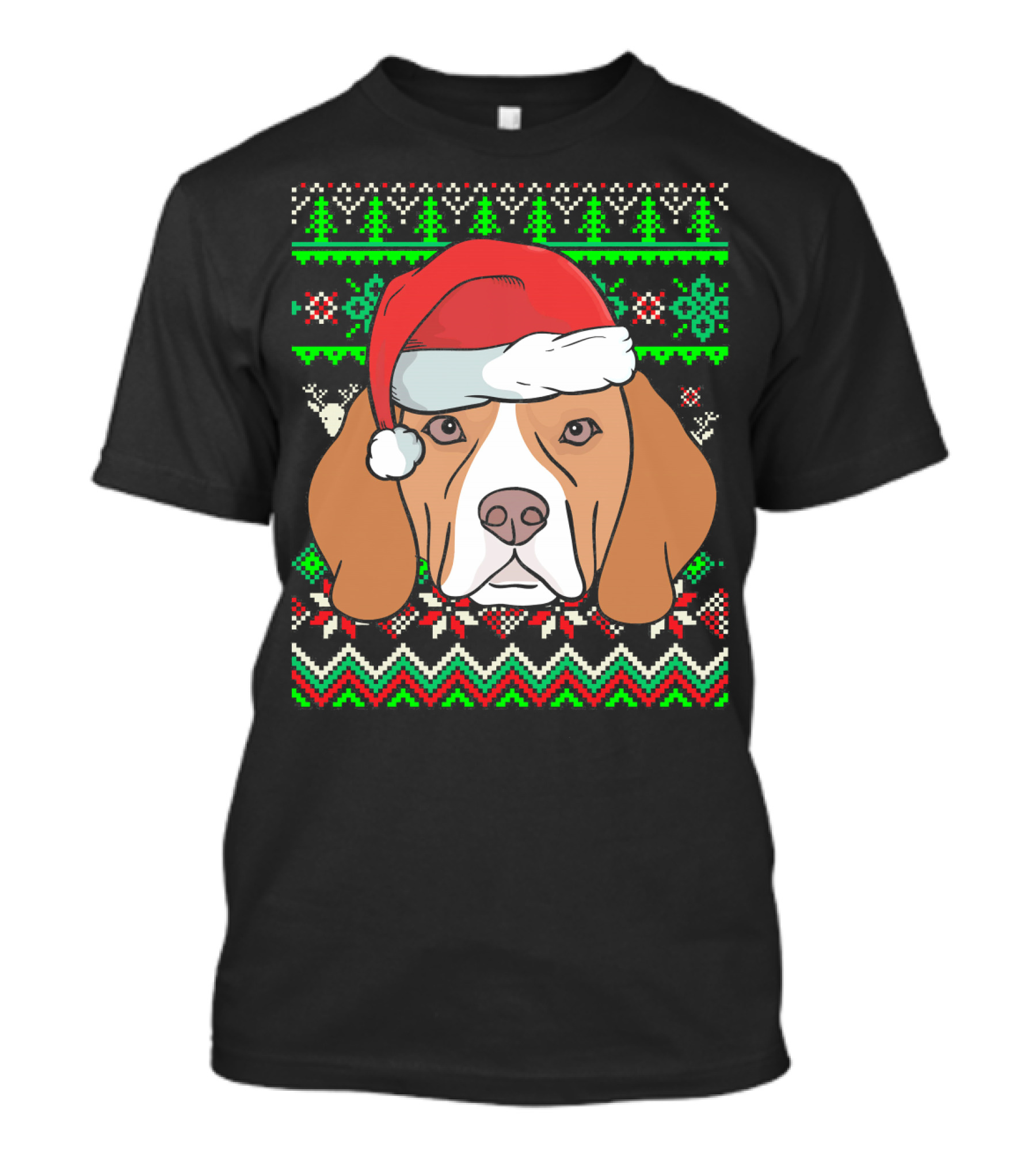 Animal Dog Ugly Christmas Beagle Santa Hat T-Shirt