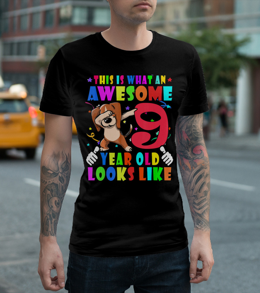 This Is What An Awesome 9 Year Old Looks Like Funny Dab Bea T-Shirt