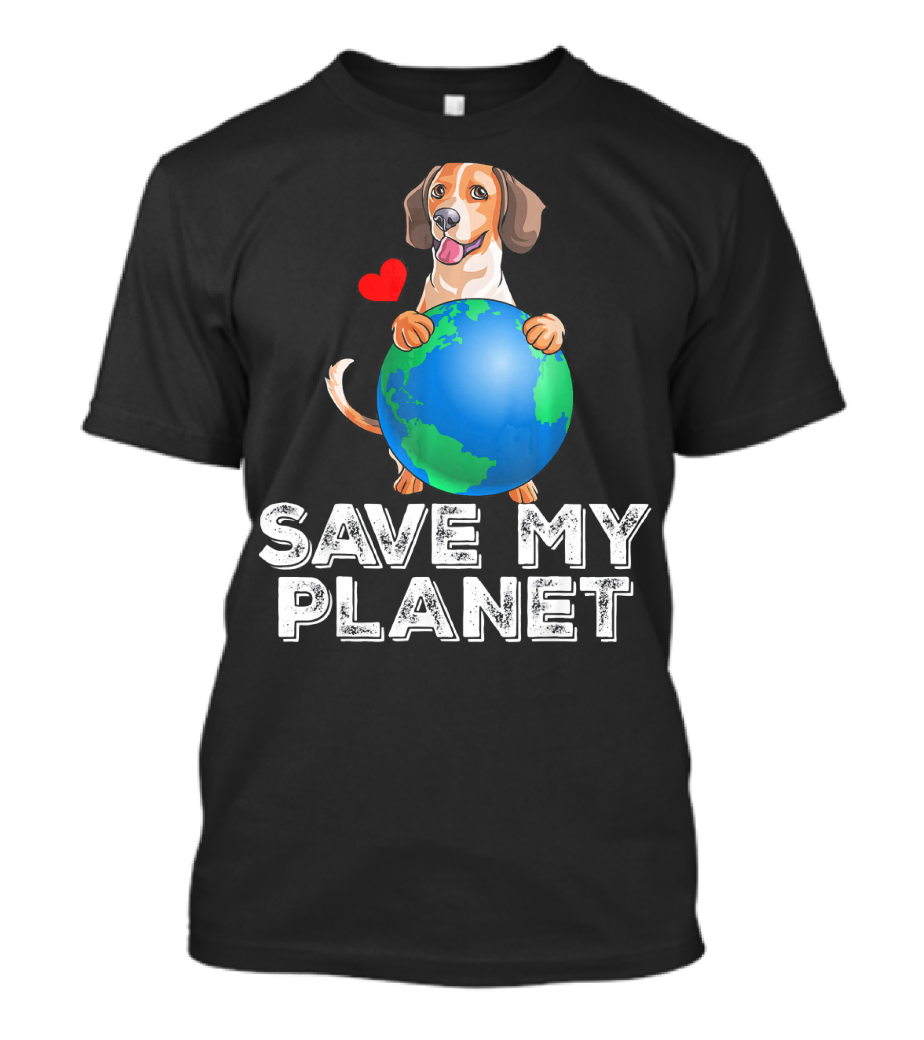 Beagle With Heart Holding Earth Save My Planet T-Shirt