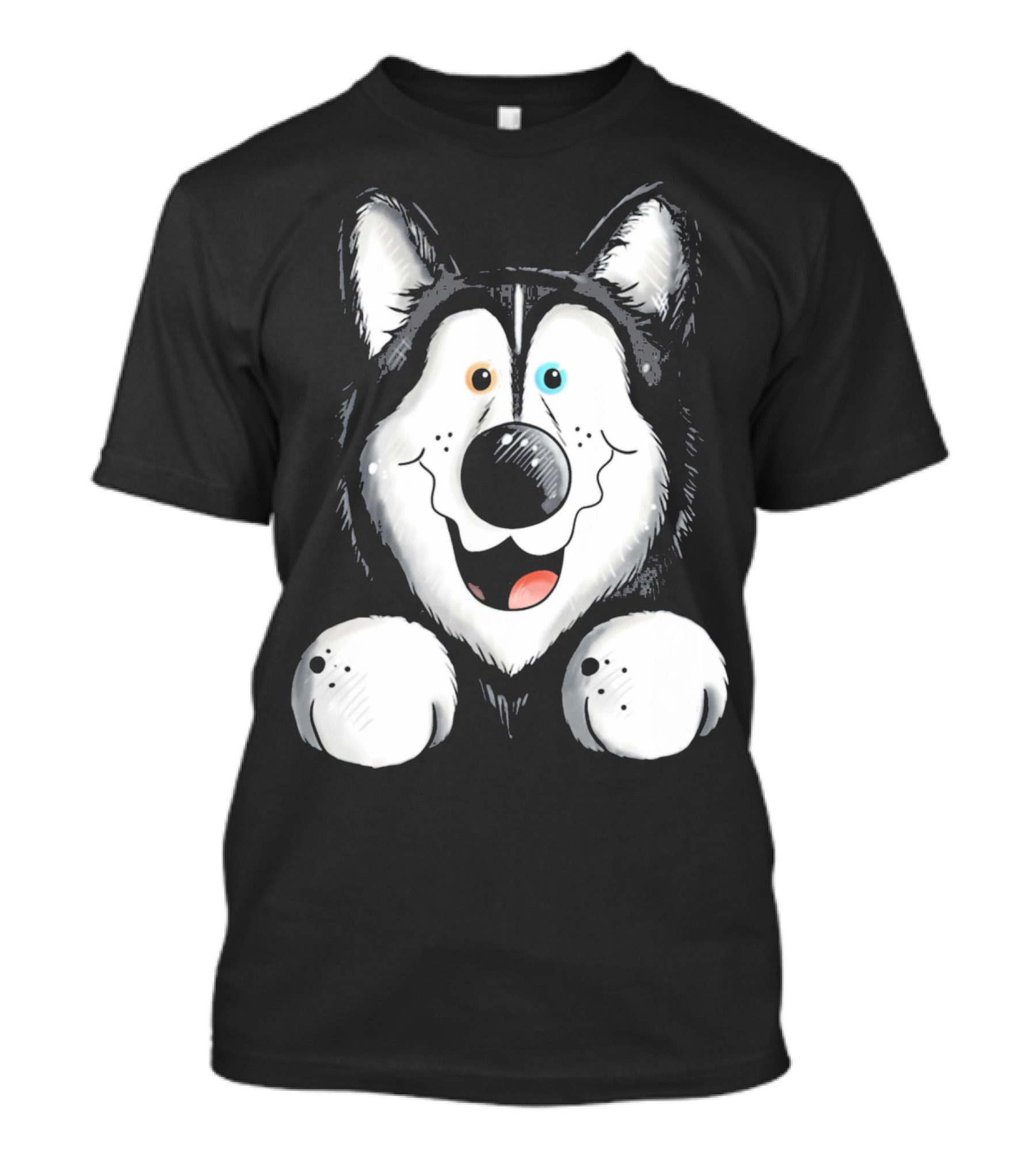 Cute Husky Dog With Heterochromia Playful Face T-Shirt